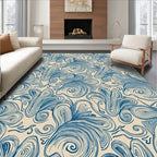 Deep Blue Whimsical Swirls Rug