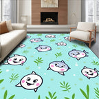 Playful Blue Gray Fish Aquatic Scene Rug