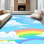 Whimsical Rainbow Sky With Clouds Rug