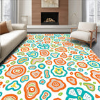 Whimsical Orange Turquoise Organic Forms Rug