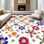 Colorful Folk Floral Medallion Arrangement Rug