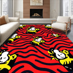 Red Yellow Black Wavy Character Rug