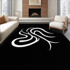 Modern Black And White Swirl Rug