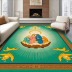 Emerald Green Holy Family Nativity Birds Rug