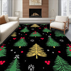 Festive Green Yellow Christmas Trees Rug