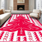 Bold Red Christmas Tree Contemporary Rug