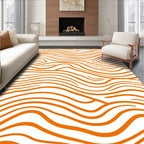 Vibrant Orange Wood Grain Swirl Rug