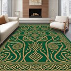 Emerald Gold Intertwined Celtic Knot Rug
