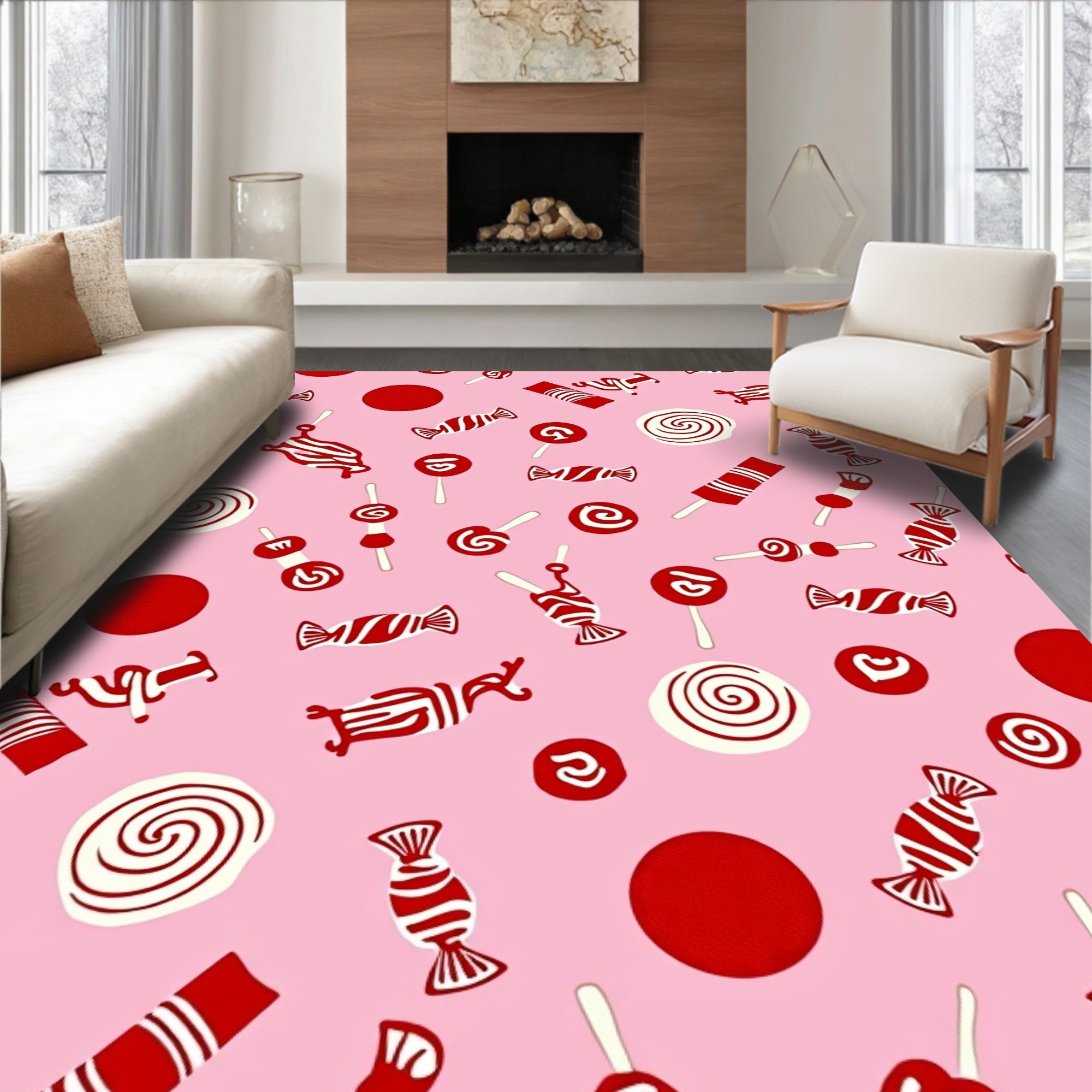 Red and White Candy Sweet Collection Rug