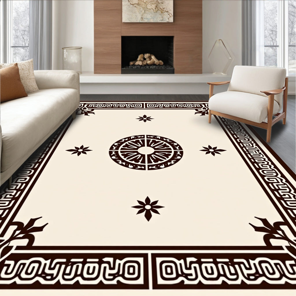 Ornate Dark Brown Center Medallion Rug