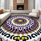 Bold Indigo Yellow Radial Mandala Rug