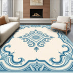 Classic Blue Scroll Diamond Frame Rug