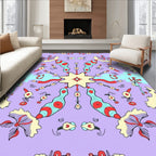 Whimsical Lavender Floral Abstract Rug