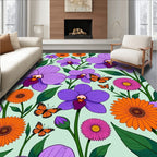 Vibrant Orchid And Butterfly Garden Rug