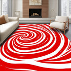 Vibrant Red Swirl Abstract Rug
