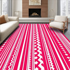 Vibrant Pink White Vertical Stripe Collection Rug
