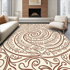 Sepia Swirl Floral Vine Abstraction Rug