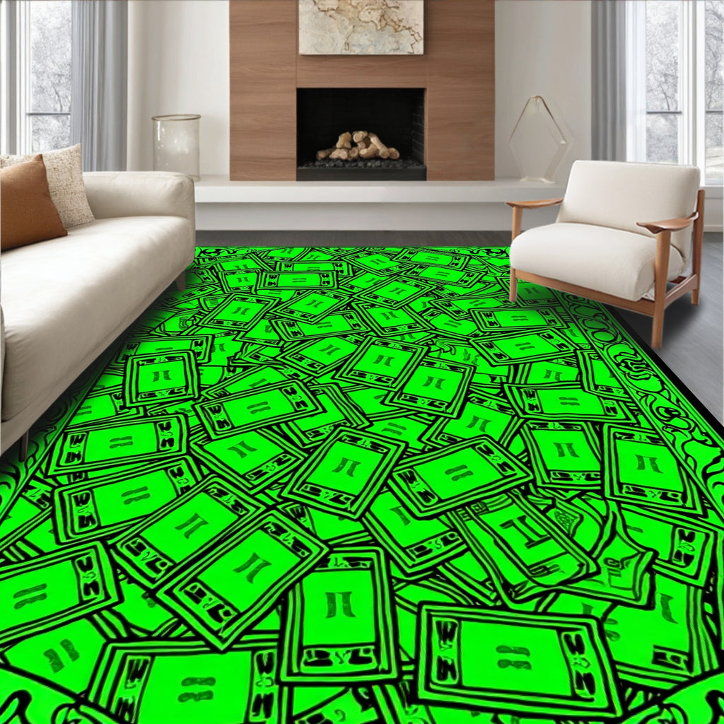 Vibrant Neon Green Playing Cards Cluster Rug