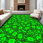 Vibrant Neon Green Playing Cards Cluster Rug