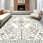 Ornate Gray Scrollwork Floral Rug