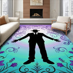 Purple Floral Silhouette Suit Rug