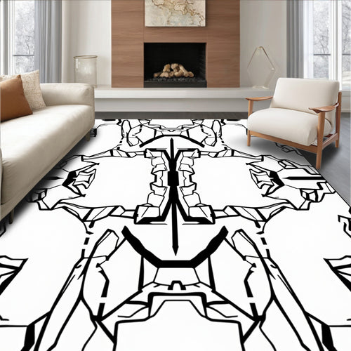 Black and White Geometric Armor Design Rug