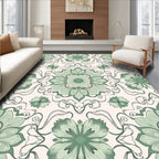 Sage Green Floral Mandala Rug