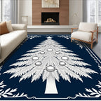 White Christmas Tree Festive Border Rug