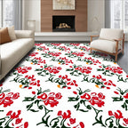 Vibrant Red Floral Spray Arrangement Rug