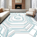 Circuit Board Teal Geometric Array Rug