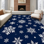 Navy Blue Snowflake Scatter Rug