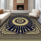Navy Gold Sunburst Geometric Rug