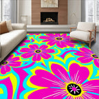 Vibrant Pink Floral Swirls Rug