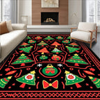 Holiday Christmas Tree Ornaments Festive Rug