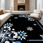Winter White Blue Snowflake Medallion Rug