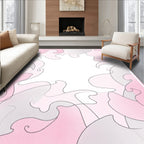 Soft Pink Gray Abstract Swirl Rug
