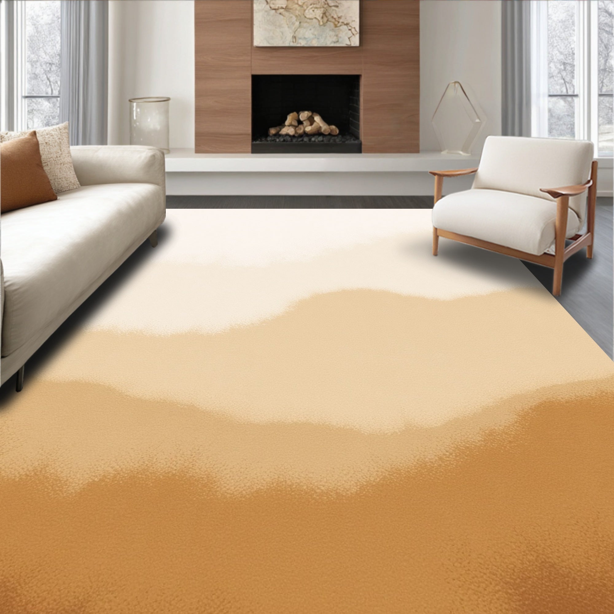Earthy Tones Layered Landscape Abstract Rug