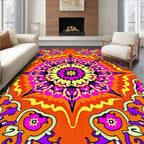 Vibrant Orange Pink Mandala Radiance Rug