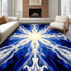 Radiant Blue Sunburst Mandala Rug