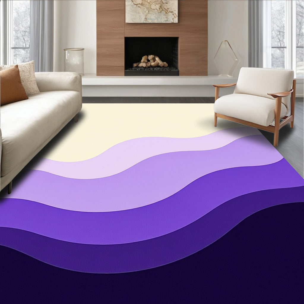 Lavender Purple Wavy Layers Rug