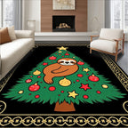 Whimsical Sloth Christmas Tree Holiday Rug