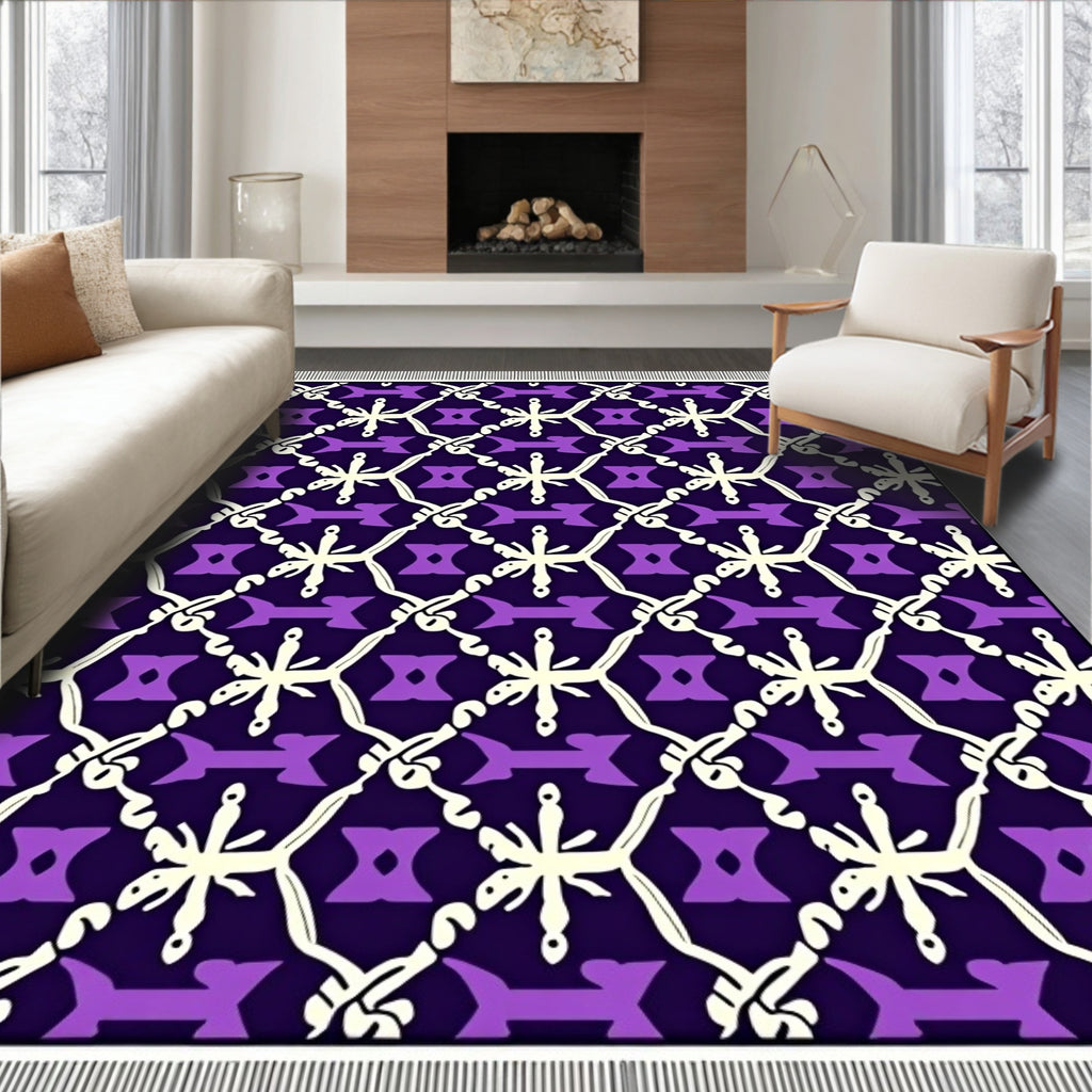 Deep Violet Star Hexagon Lattice Rug