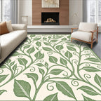 Green Leafy Vine Scrollwork Rug