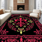 Crimson Yellow Fleur-de-lis Mandala Rug
