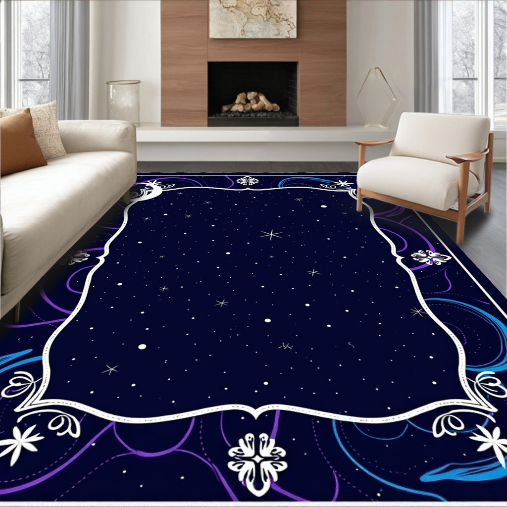 Celestial Night Sky Moon Swirl Rug