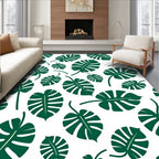 Green Tropical Monstera Leaves Rug