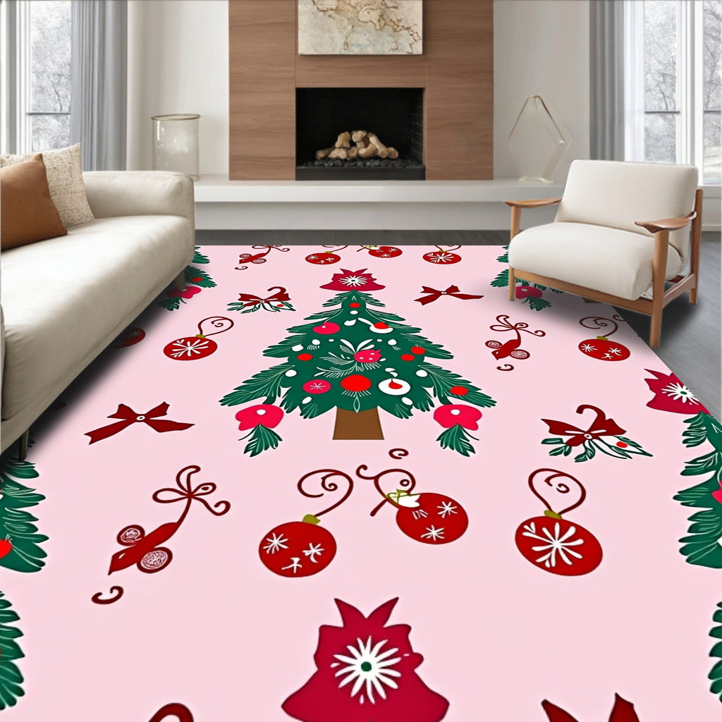 Holiday Evergreen Ornament Garland Rug