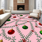 Green Red Holiday Ornaments Garland Rug