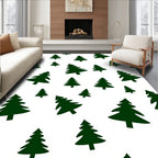 Evergreen Forest Silhouette Scattered Trees Rug