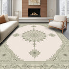 Sage Floral Medallion Border Rug